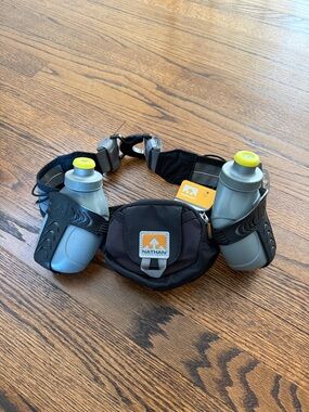 Nathan Women’s Men’s Unisex Black Running Waist Pack with Dual Water Bottles